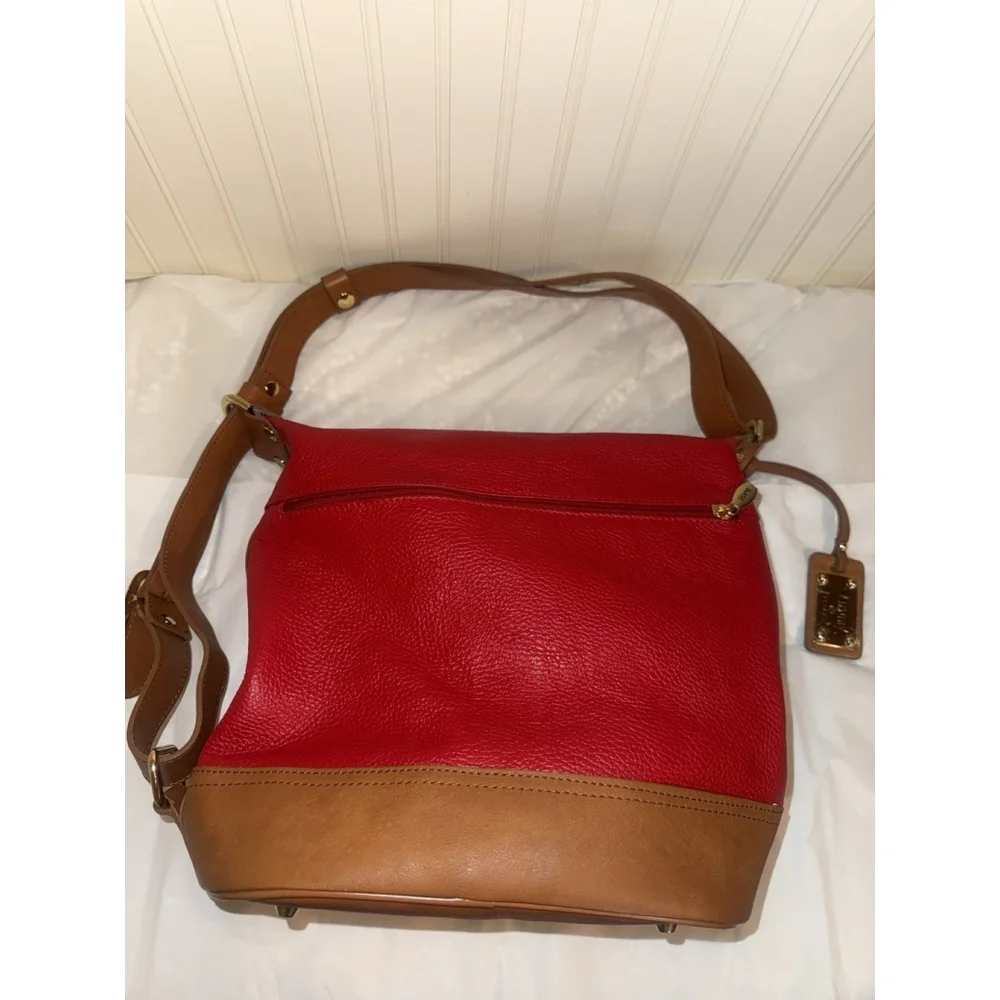 VALENTINA Red tan Leather convertible bucket bag hobo